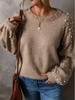 Autumn Winter New Arrivals Oversized Long Sleeve Rhinestone Crew Neck Knit Sweater