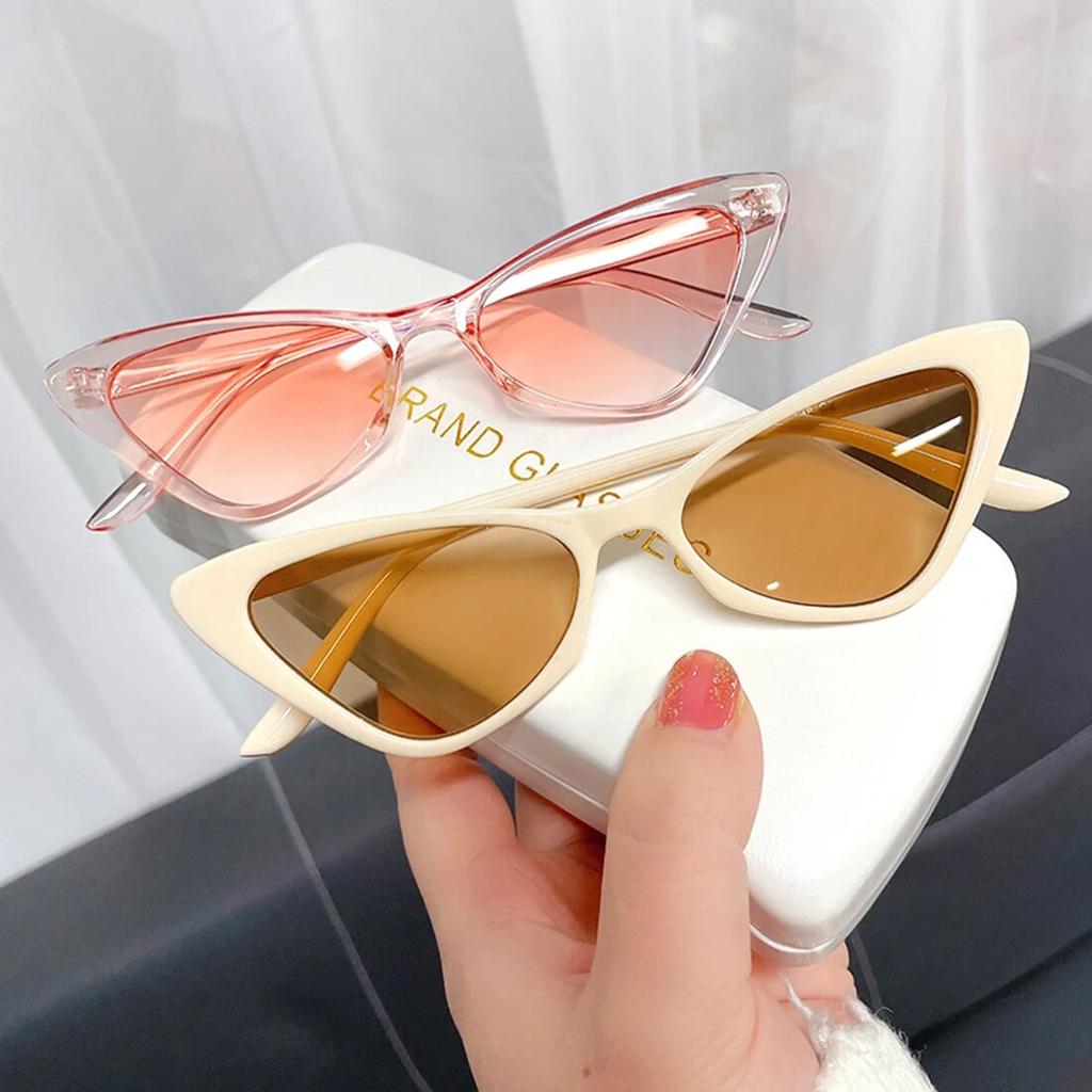 Modne Retro Okulary Przeciwsłoneczne Kocie Oko Małe Trójkątne Okulary Przeciwsłoneczne Odcienie UV400 Okulary Dla Kobiet Damskie Vintage Okulary