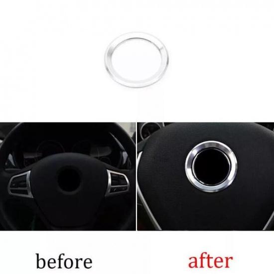Silver Aluminum For BMW 5 Series 18-22 Cover Trim Steering Wheel Horn Ring Panel