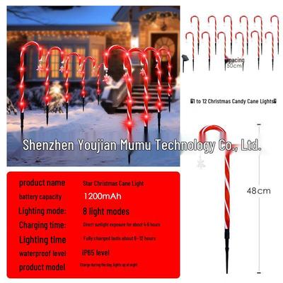 Solar Christmas Cane Pathway Lights