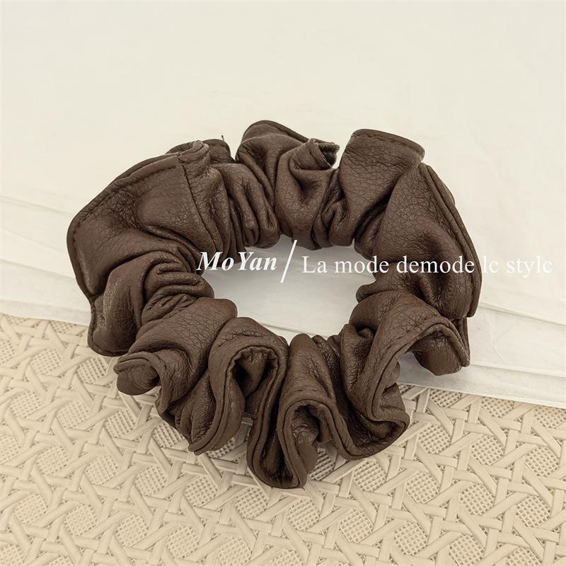Fashionable Retro Leather Small Intestine Hairband, Flower-shaped Ponytail Hair Tie, Elegant Ponytail Hair String