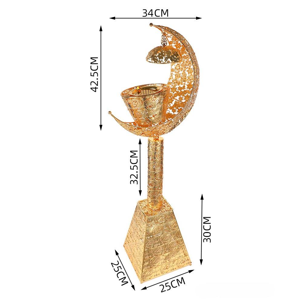 Large Golden Metal Incense Burners Luxury Vertical Moon Shaped White Sage Cone Censer Exquisite Home Decoration Iron Ornaments