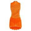 Women Ruched Dance Dress Shiny Rhinestone Sleeveless Lyrical Dancing Outfit