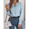 Women's Blouses Solid Color Long Sleeve Sleeved Tops Female Sexy V Neck Casual Loose Pullover Lady Elegant Autumn Shirts