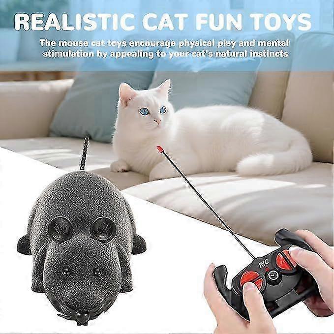 Remote Control Fake Rat Realistic Mouse Cat Toy Mice RC Toy Cat Mice Animal Interactive Toy Figures Cat Running Wheel Wireless Chasing Prank Joke Scar