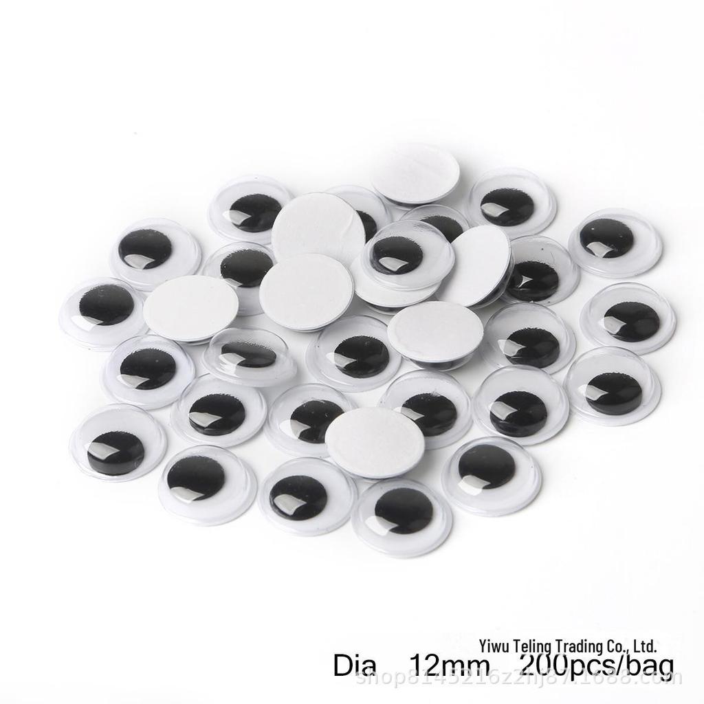 Pre-made DIY Toy Animal Accessories: Adhesive Black and White Moving Eyes for Kids