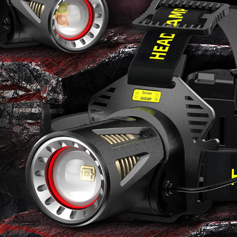 Lampă frontală Xhp360 Pescuit cu senzor de baterie 18650 Far cu lumină reîncărcabilă Camping Drumeții Lanterne cu led Power Bank