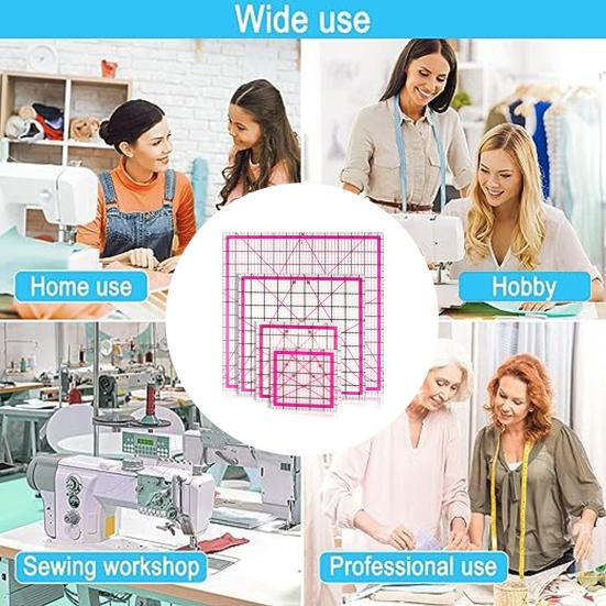 Yousheng 4Pcs Acrylic Quilting Ruler 4.5/6/9.5/12.5-Inch Square Fabric Cutting Patchwork Ruler with Clear Mark DIY Sewing Craft Projects Template
