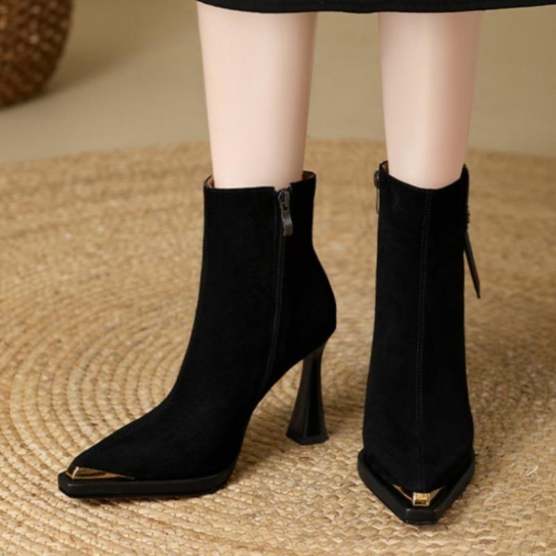 

Pointed Toe Women Ankle Boots Elegant High Heels Shoes New Sexy Pumps Winter Suede Goth Casual Woman Heeled Chelsea Botas 39