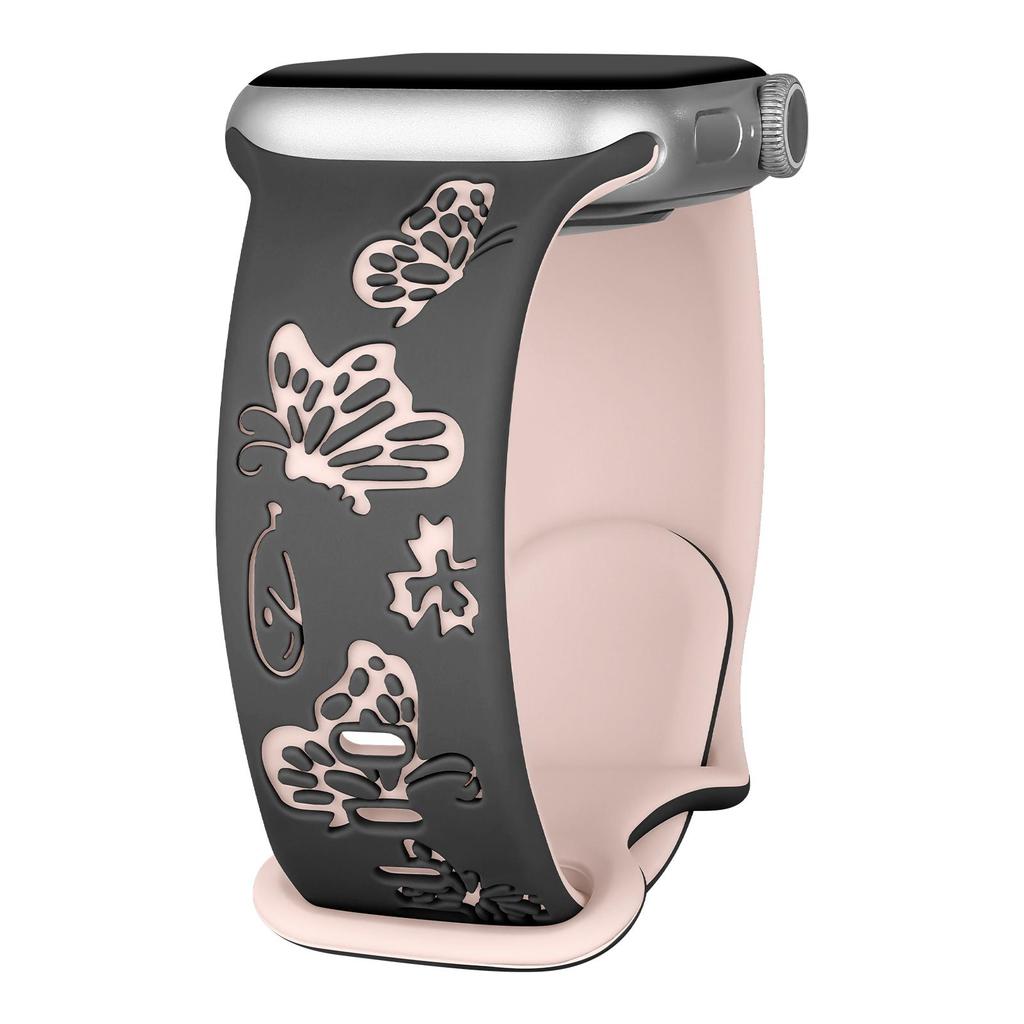 Cute Carved Butterfly Soft Silicone Strap For Apple Watch Ultra 2 49mm S11 S10 42mm 46mm For iWatch SE 9 8 7 6 5 4 3 38mm 45mm