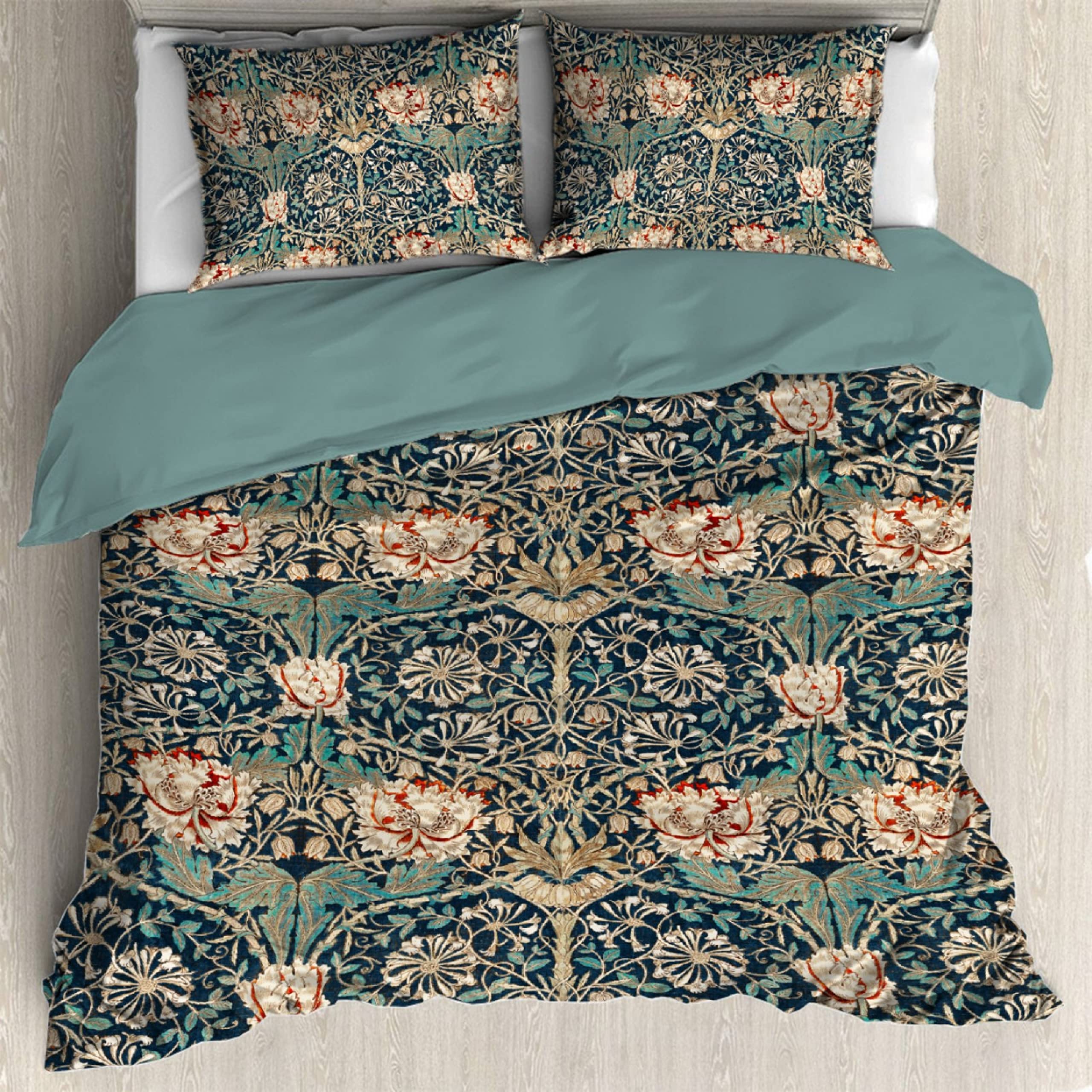 

William Morris Strawberry Thief Комплект підодіяльника Розмір Двоспальний Королівський М який Зустрічайте Ніжні Комплекти Постільної Білизни Для Підлітків/Дорослих Покривало AU Queen(210x210cm)