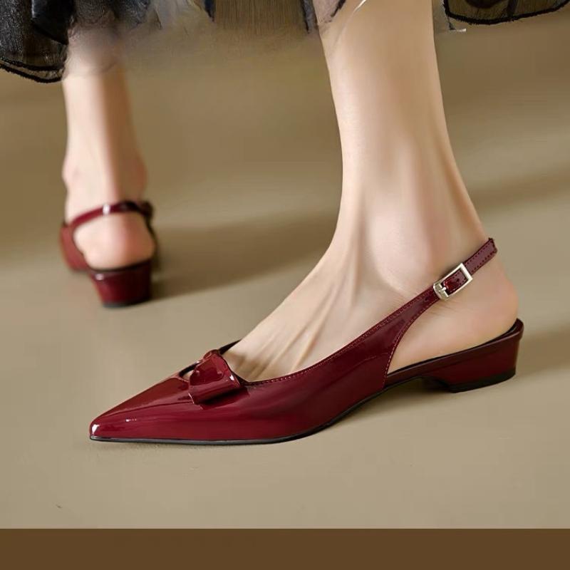 Fashion Pointed Toe Woman Slingback Sandals Summer Flats Slippers Elegant Dress Shoes 2025 New Fashion Buckle Casual Marie Janes Shoes