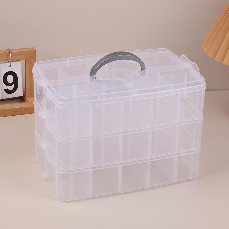 3 Layers Transparent Plastic Jewelry Storage Box Large-Capacity Finishing Box Necklace Ring Stud Earrings Box Ornament Box