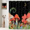 Magical Mushroom Shower Curtain - Whimsical Forest Design, Vibrant Colors, Night Sky Moon & Stars, Bath Decor"