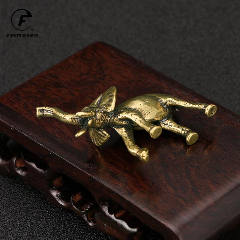 Antique Brass Elephant Home Decor Ornaments Crafts Miniatures Figurines Desk Decoration Accessories Handmade Mini Animals Statue