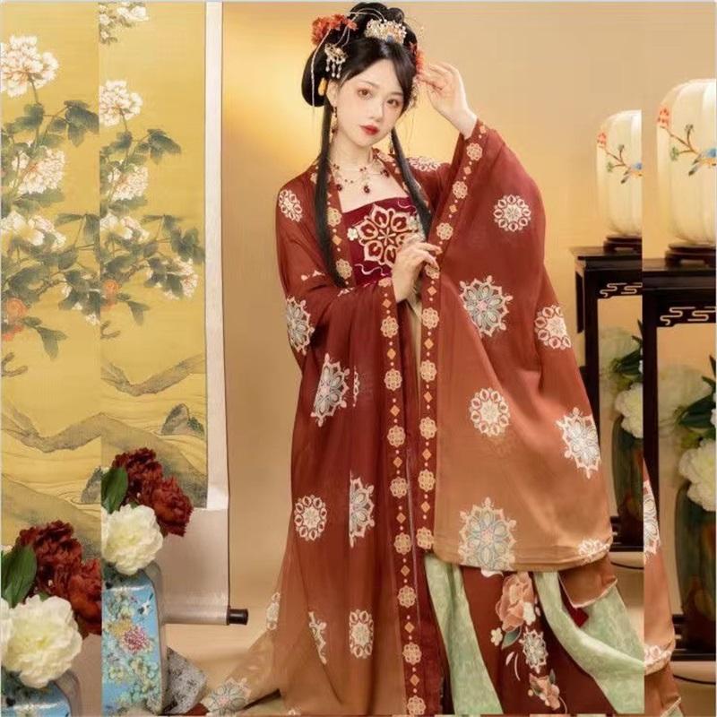 Large Size Chinese Tang Dynasty Style Hanfu For Women, Embroidered Waist Length Hanfu Skirt, Daily Set