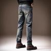 High-end European and American trendy brand men's jeans fashion slim-fitting straight autumn new elastic small feet casual pants
