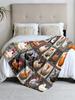 1 Piece Chicken-themed Gray Flannel Blanket, Soft, Suitable for Sofa, Bed, Office, All-season Use.