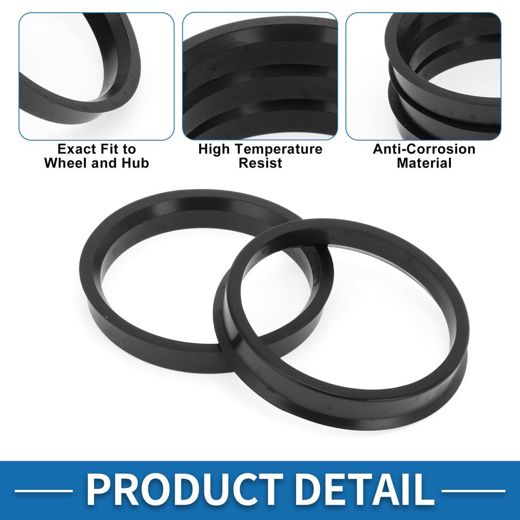 A ABSOPRO 66.1mm to 59.1mm Wheel Hub Centric Ring Black Polycarbonate Wheel Center Shaft Shock Absorption Hub Ring 4pcs