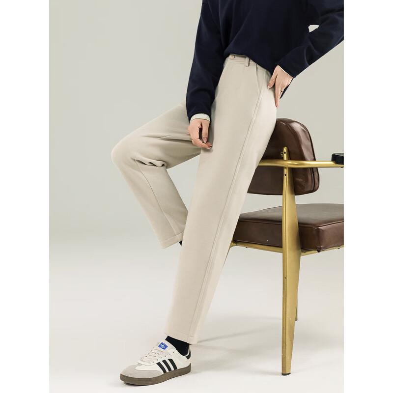 MengShuYa Women's Petite High-Waist Faux Wool Tapered Ankle Pants