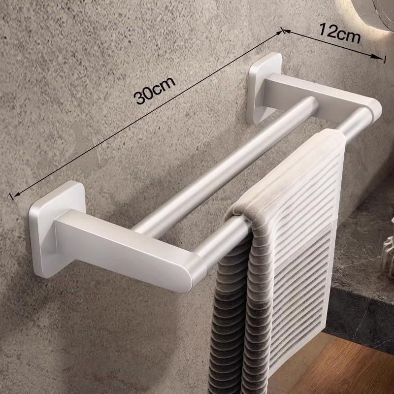 Portasciugamani da Parete in Alluminio Spaziale con Adesivo Nano Senza Tracce per Storage in Bagno