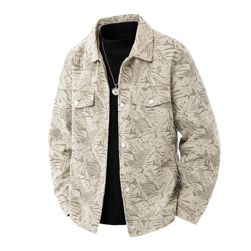 New Fashion Men Corduroy Casual Fashion High Quality Versatile Jackets Coat Multiple Pockets Jackets Printed Loose Tooling Coats