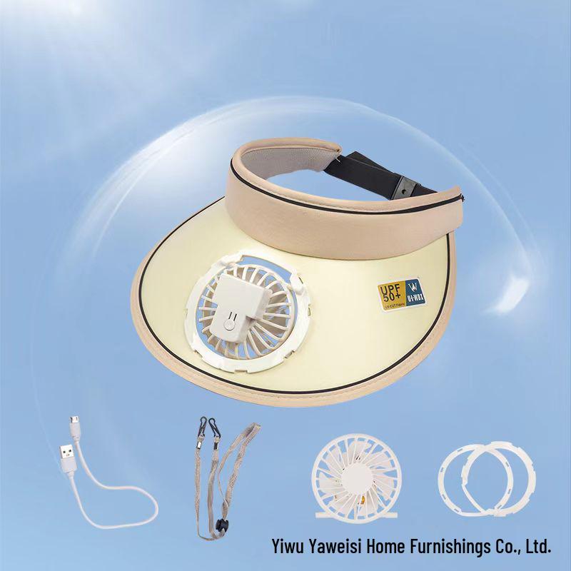 Wiederaufladbare Sommer-Sonnenvisier-Mütze für Damen mit Ventilator