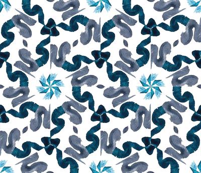 Outdoor Dekostoffe Oxford - Motiv Blaue Blumen Abstraktion I Dr212