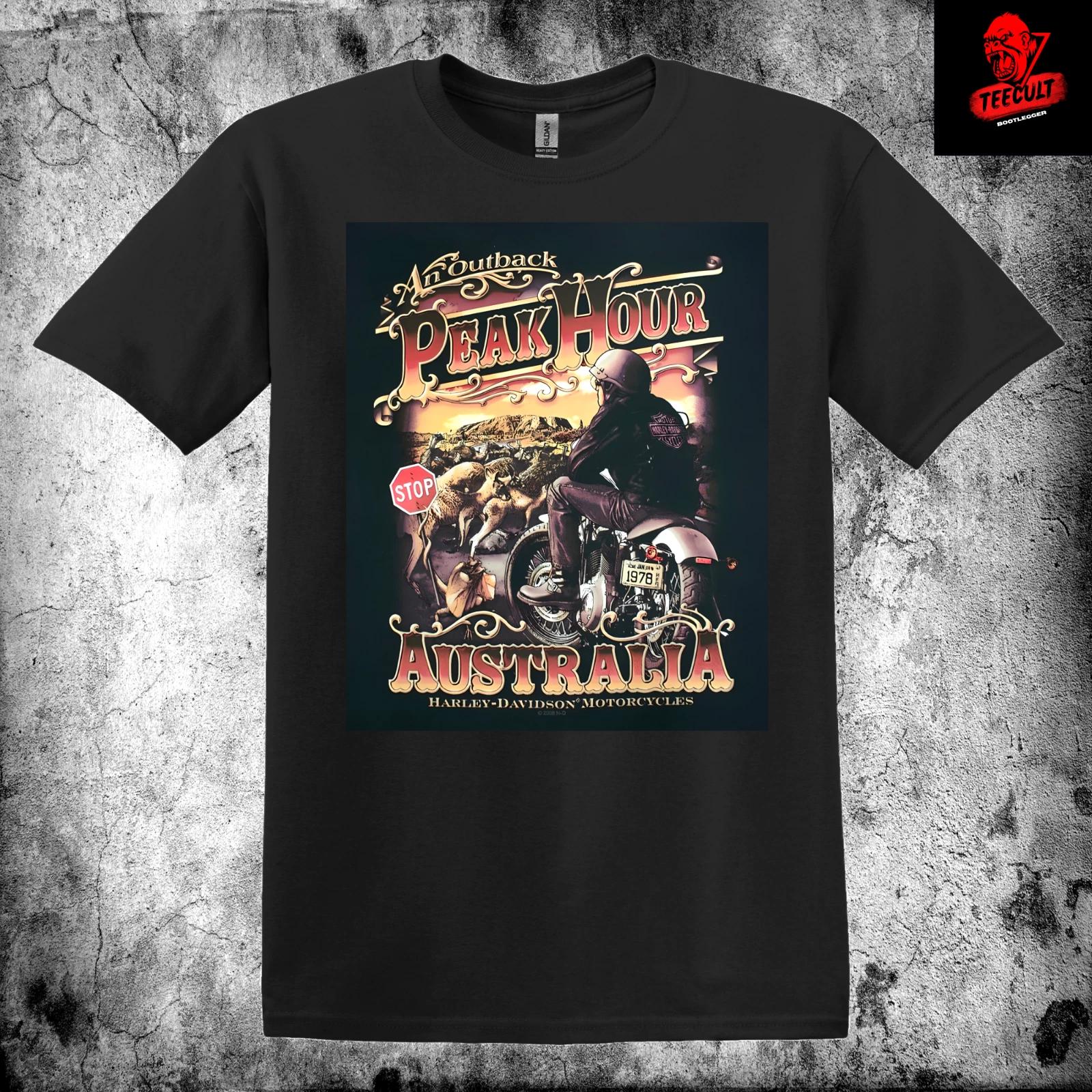 Men s and Women s T-shirts Harley-Davidson Motorcycles Peak Hour Outback Australia Unisex S