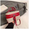 New Color Blocking Box Bag for Women PU Splicing Zipper Handbag Korean Casual Fashion Canvas Shoulder Bag Female CrossBody Bags