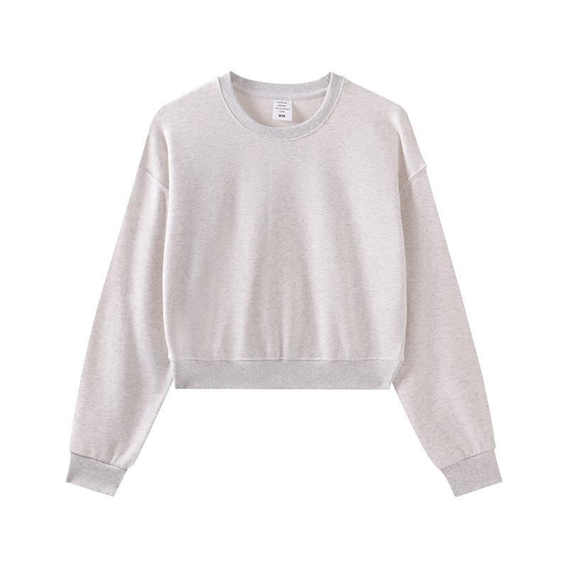 Spring and Autumn New Fashion Women's Top Heavy G Big Hair Ring Solid Color Crew Neck Sweater