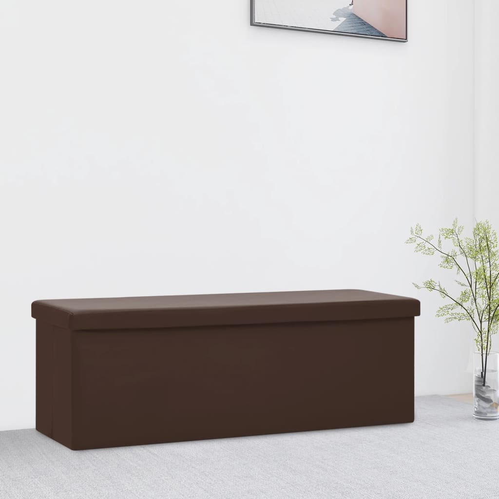 Foldable Storage Bench with Storage Space Brown PVC