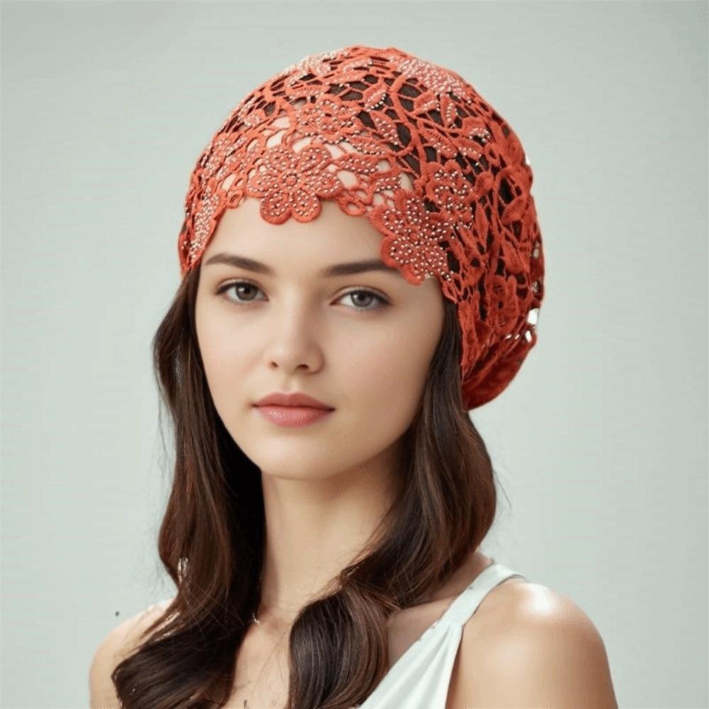 Single Layer Knit Beanies Dual-use Weave Cap Retro Crochet Hollow Knitted Hat Ladies