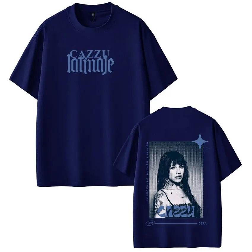Unisex Women Fashion Tshirt Singer Cazzu Latinaje 2026 Tour Graphic Tee Summer Shortsleeved Loose Cotton Oversized Casual Tshirt