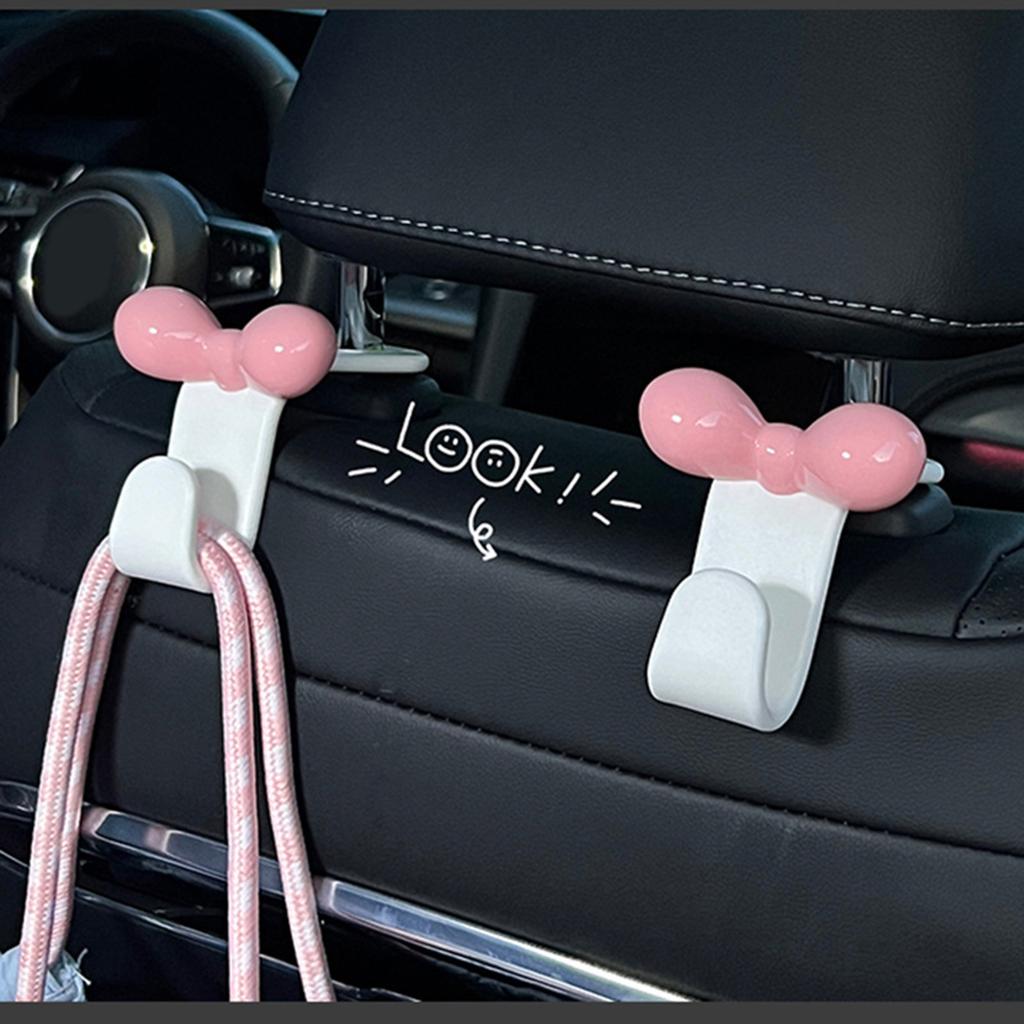 Pack of 2 Practical Multipurpose Rear Seat Car Hook Bowknot Design Easy Install for Storage Organizer and Decoration