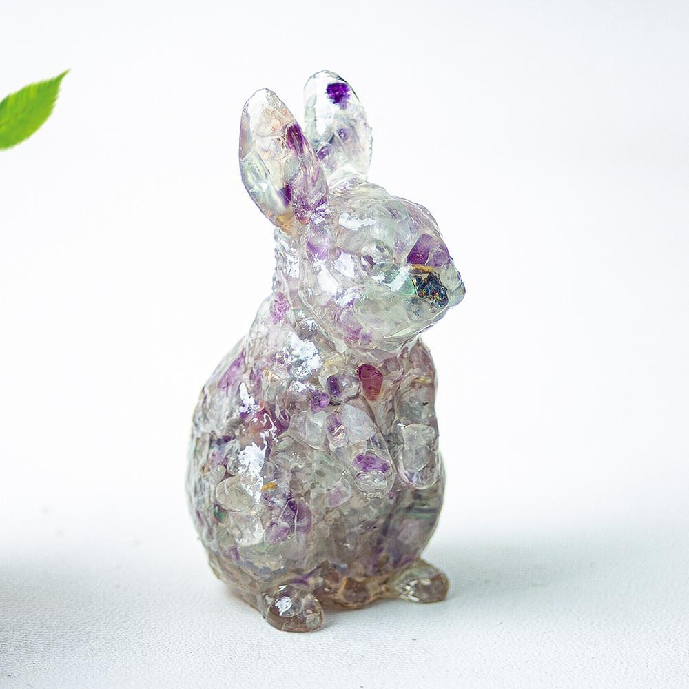 Resin Crystal Standing Bunny Decor For Home Office Gift Collectible