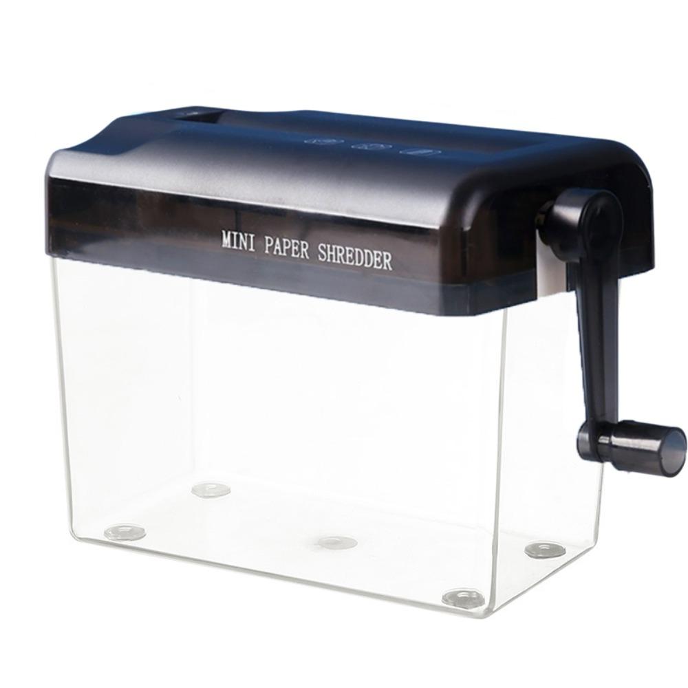 Portable Mini Manual Paper Shredder Transparent Hand Crank Paper Sharper ABS Non-slip Base Documents Paper Cutting Tool Office