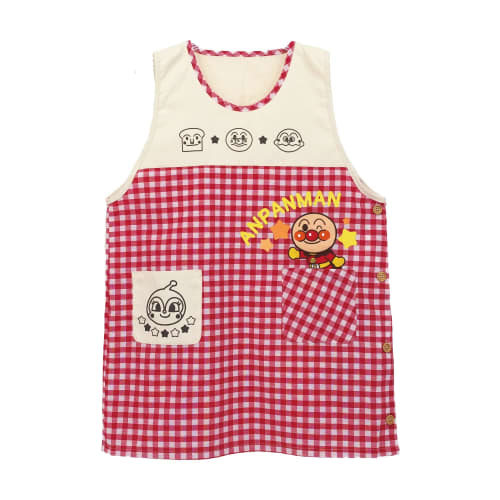 Nishiki Anpanman Character Apron for Nursery Teachers, Embroidered Appliqu?, Quick-Drying, Wrinkle-Resistant, Women's (Red: 43/ML/02920)