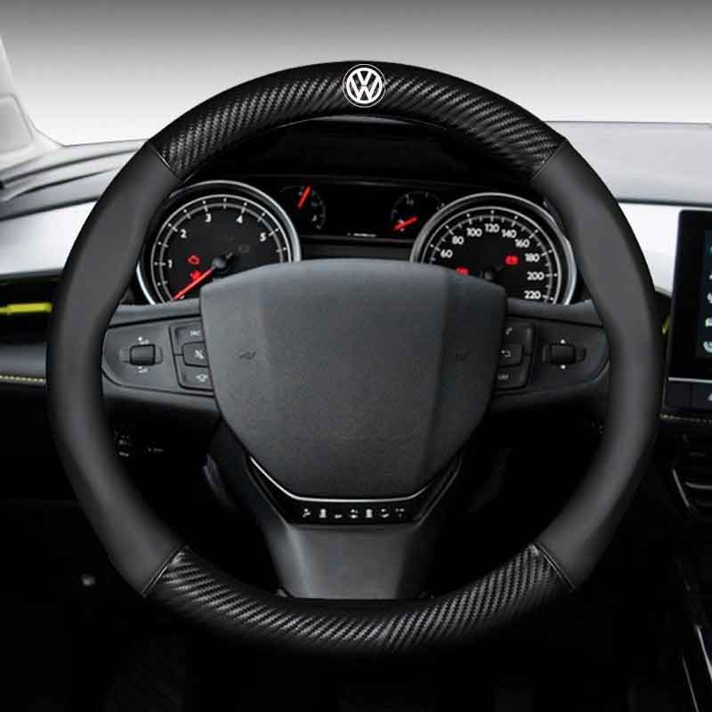 Leather Car Steering Wheel Cover for Volkswagen VW Golf 7 Mk7 Touran Up New Polo Jetta Passat B8 Tiguan Gti Gte Auto Accessories Os5