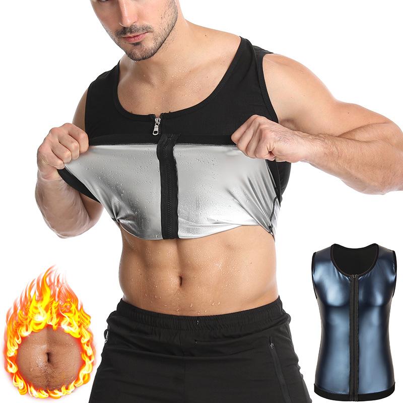 Men's Zipper Corset Sports Belly Sweat Undershirt Running Sweat Fitness Yoga Clothing Burst Sweat Suit