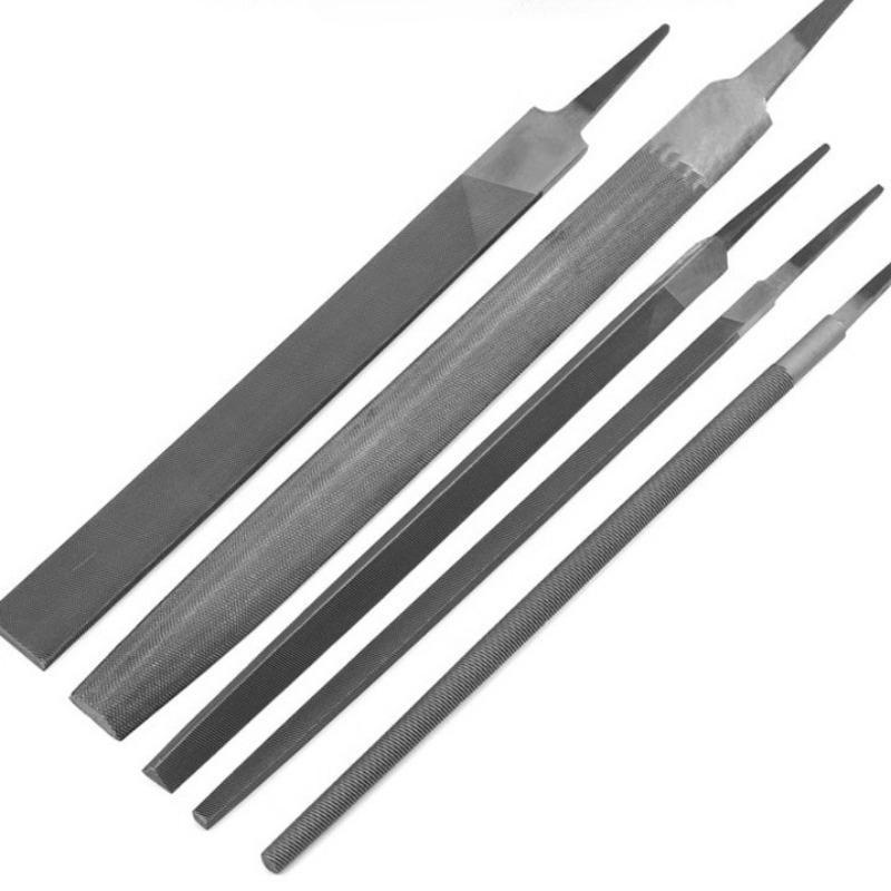 5Pcs 6 Inch Industrial Steel Files Set Flat/Round/Half Round/Triangle/Square For Metalworking Woodworking Steel Rasp File Flat