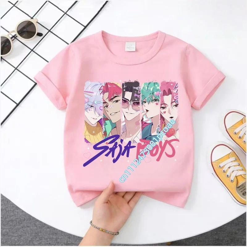 2026 New  K-POP Saja Boys Print Short-Sleeved Spring Summer Clothing for Boys and Girls Cute Polyester T-shirt for Boys and Girls