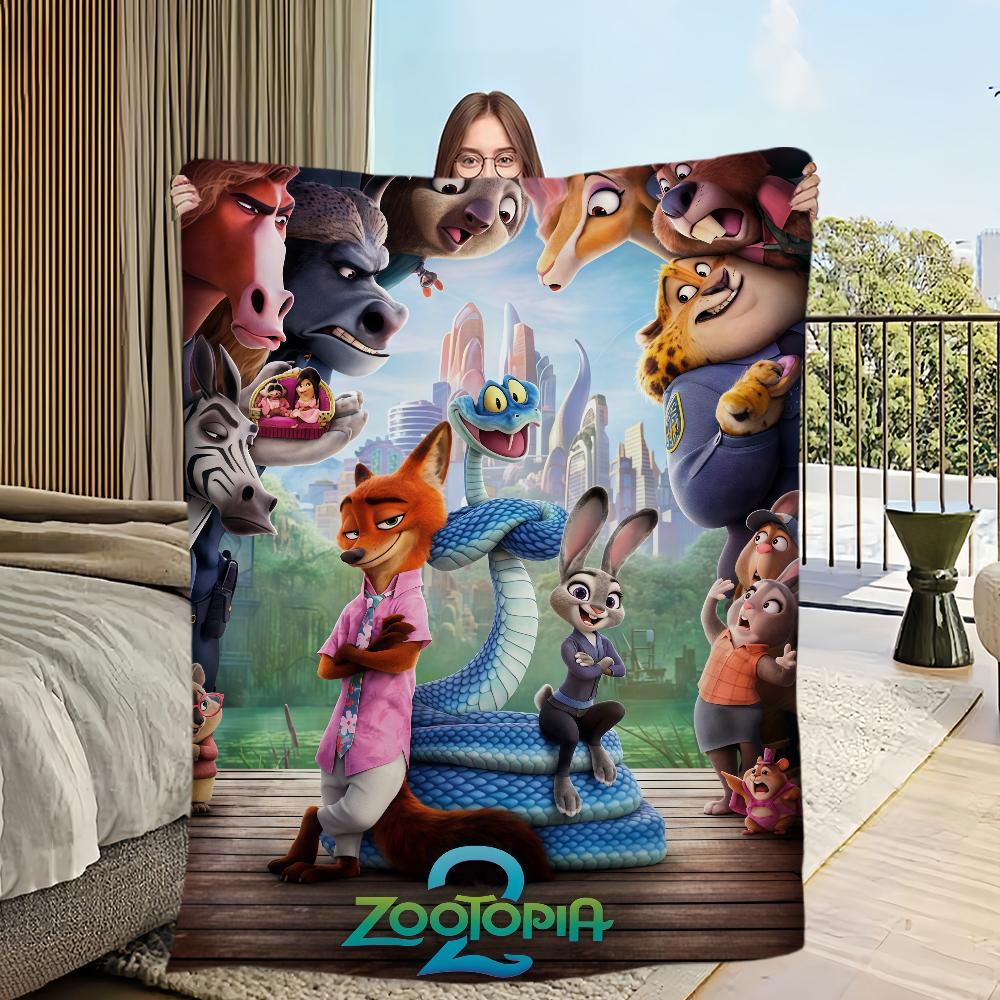 Z-Zootopia 2 Movie Cartoon DSN Blanket Flannel warm comfort soft plush blanket For Picnic Beds Sofas Homes And Bedrooms
