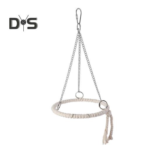 Parrot Bird Toy Cotton Rope Circle Toy Parrot Chew Bite Perch Bird Stand Climb Hanging Toy Swing Rope Ring Bird Cage Accessory