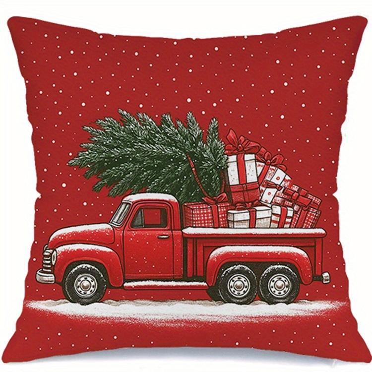 Festive Christmas Cushion Covers - Classic Santa & Red Truck Designs | Decor For Holiday Home & Sofa Decorations