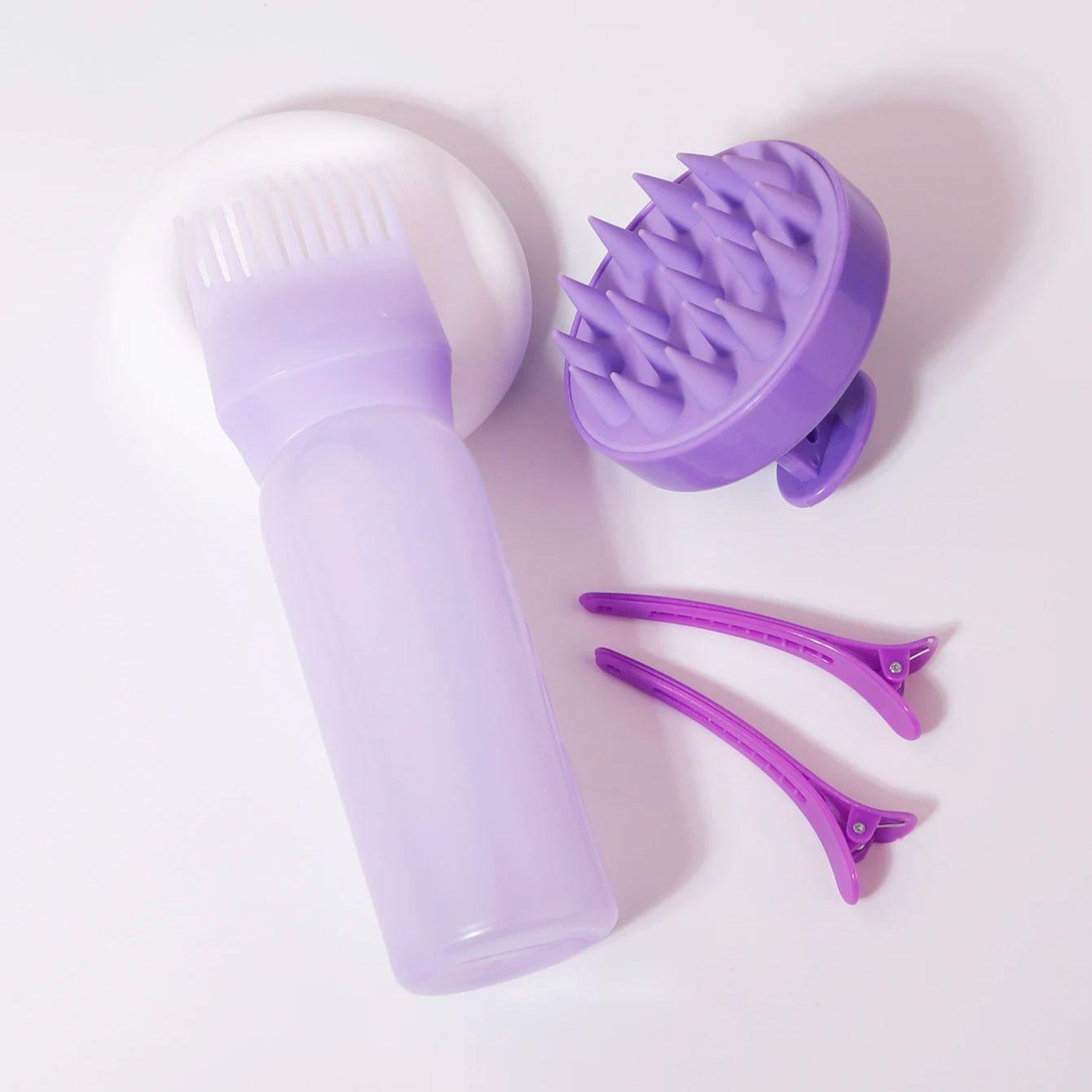 

4pcs root comb applicator shampoo brush set with 2 styling hair clips,scalp massage brush,Special for real hair wigs