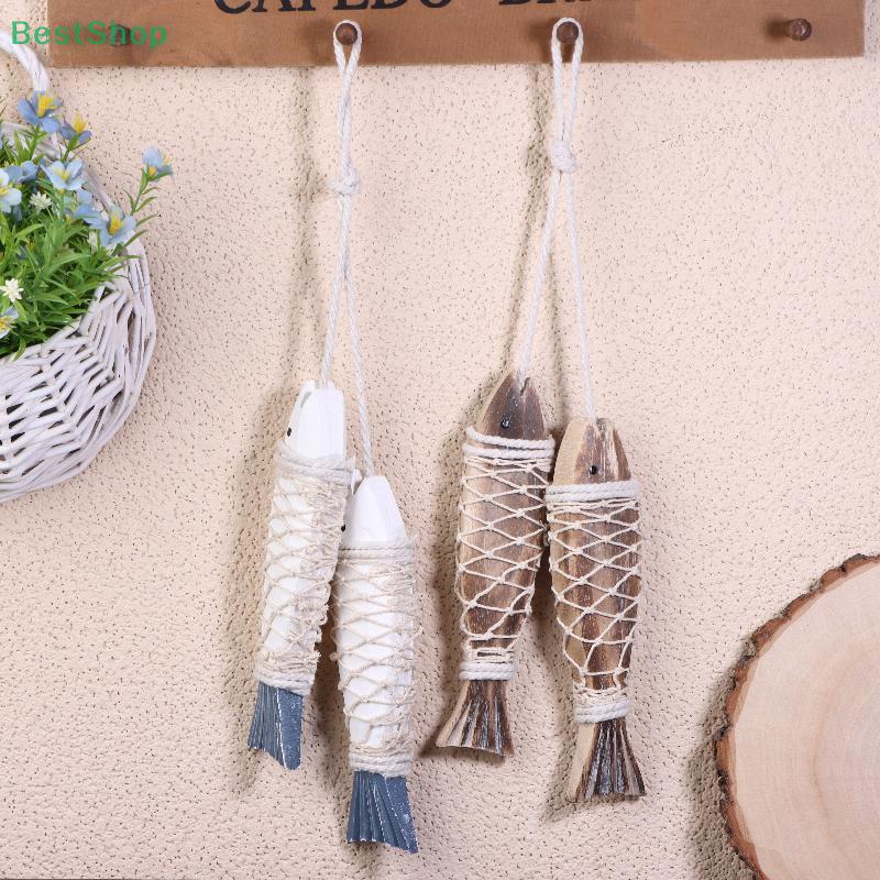 Mediterranean Wooden Fish Skewer Wall Decor,Vintage-Style Ocean Series Ornament,Antique Wood Carved Fish Hanging
