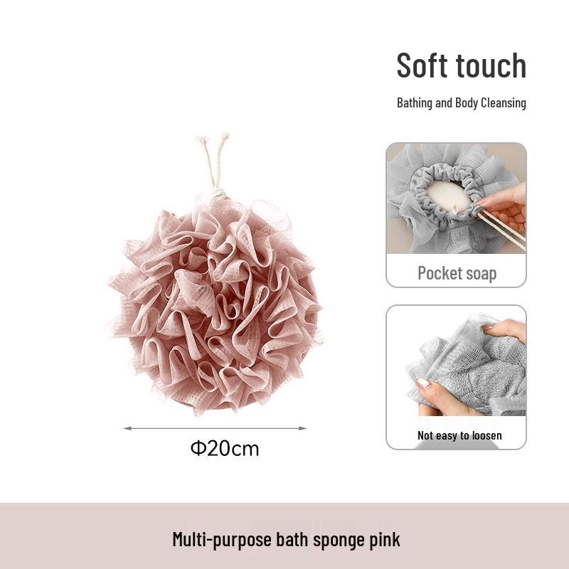 FaSoLa Large Drawstring Bath Sponge - Soap-Holding, Multi-Purpose, Foaming Shower Scrub. розовый