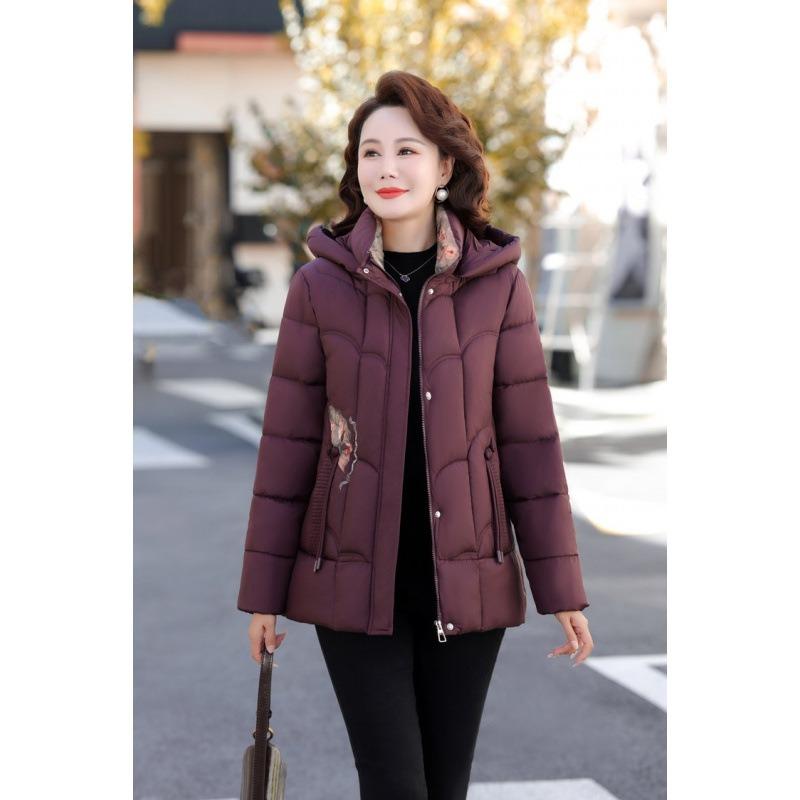 

Padded clothes, solid color temperament women s clothing, winter new middle-aged and old padded jackets, women s thickened padded clothes 5XL [recommended 150-80kg]