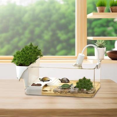 Aquarium pour tortues avec zone de bronzage Terrarium transparent pour reptiles Habitat pour tortues de compagnie, bernard-l'hermite, tortue, amphibiens aquatiques